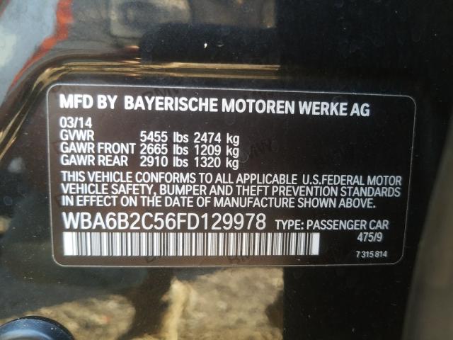 2015 BMW 650 I GRAN WBA6B2C56FD129978