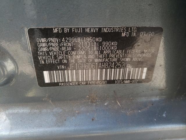 2010 SUBARU IMPREZA OU JF1GH6D61AH824252