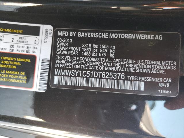 2013 MINI COOPER ROA WMWSY1C51DT625376