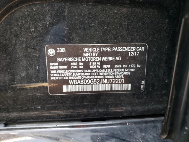 2018 BMW 330 XI WBA8D9G52JNU72201