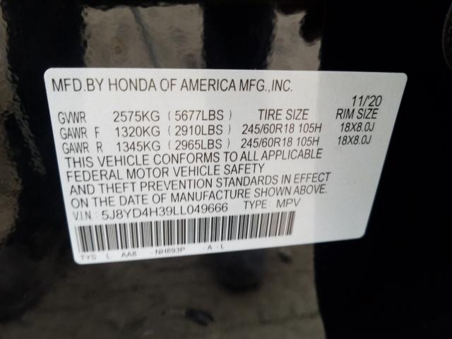 2020 ACURA MDX 5J8YD4H39LL049666
