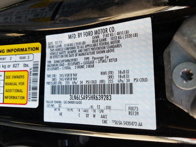 2017 LINCOLN MKZ PREMIE 3LN6L5A95HR639283