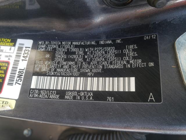 2012 TOYOTA SEQUOIA LI 5TDKY5G1XCS041007