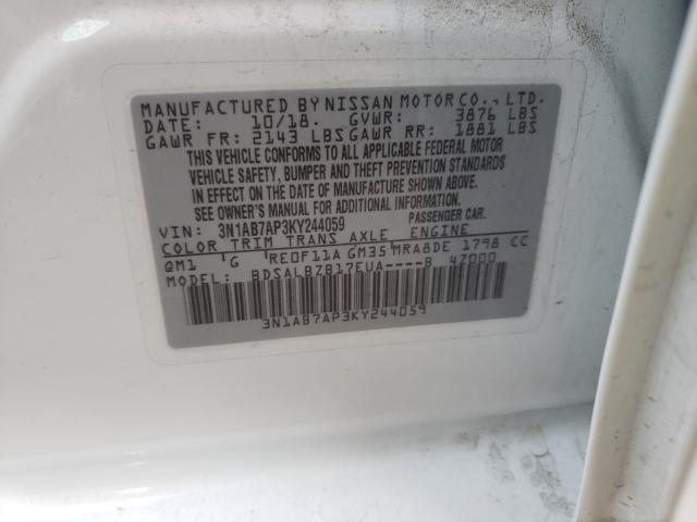 2019 NISSAN SENTRA S 3N1AB7AP3KY244059