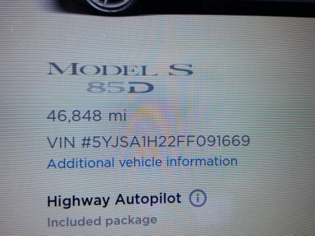 2015 TESLA MODEL S 85 5YJSA1H22FF091669