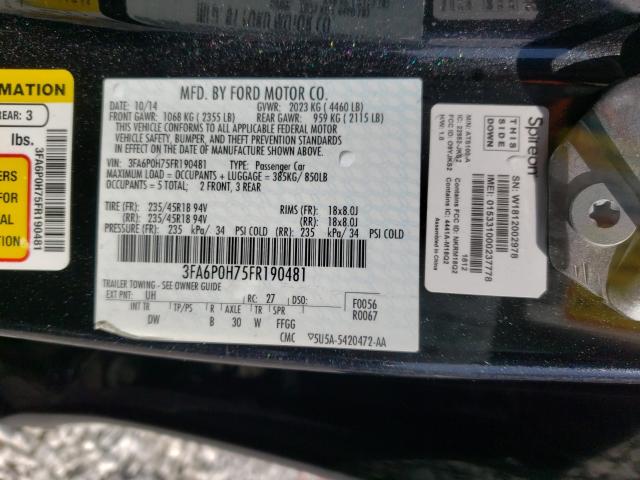 2015 FORD FUSION SE 3FA6P0H75FR190481
