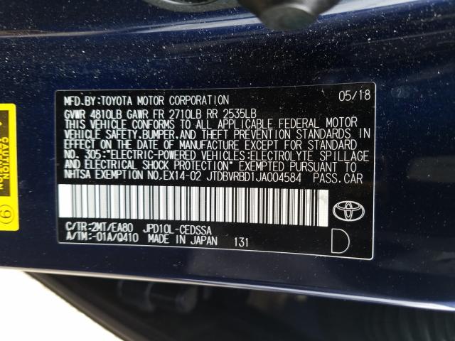 2018 TOYOTA MIRAI JTDBVRBD1JA004584