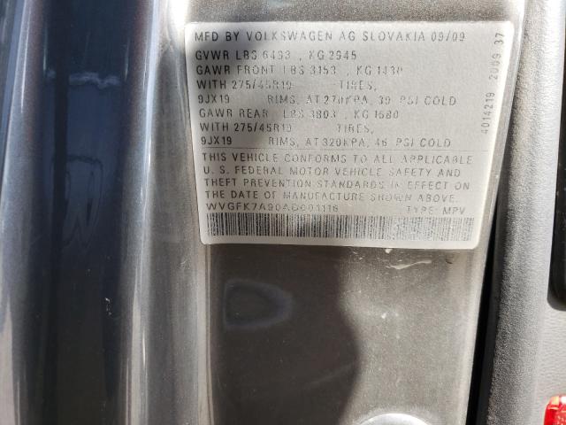 2010 VOLKSWAGEN TOUAREG TD WVGFK7A90AD001116