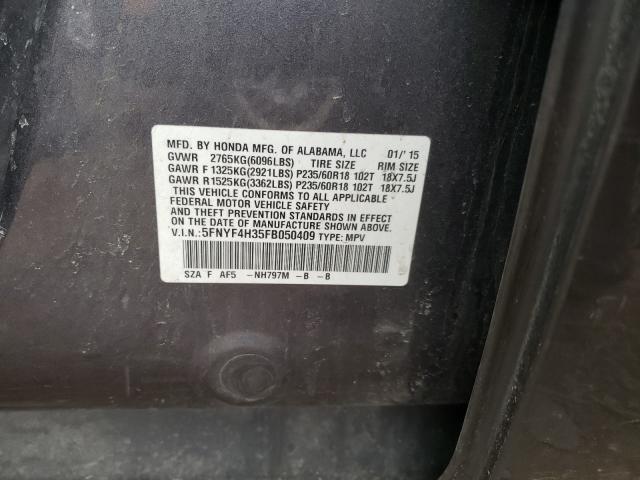 2015 HONDA PILOT SE 5FNYF4H35FB050409
