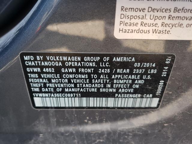 2014 VOLKSWAGEN PASSAT SE 1VWBN7A35EC089711