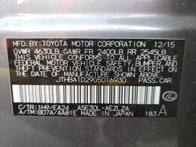 2016 LEXUS IS 200T JTHBA1D29G5016930