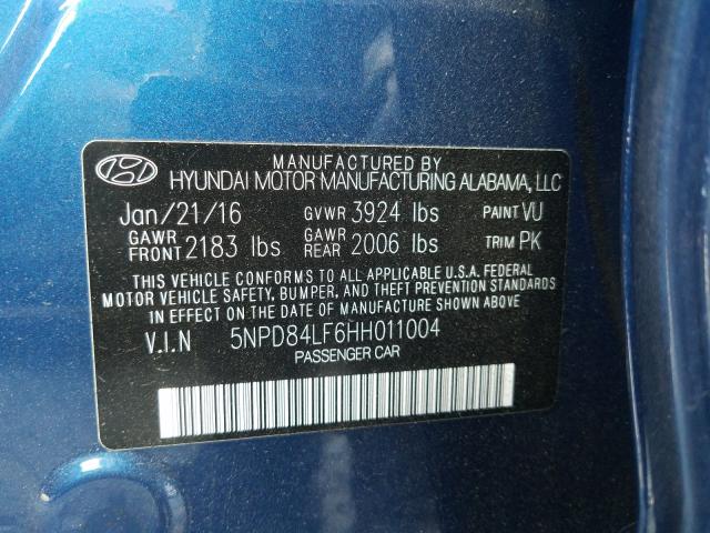 VIN 5NPD84LF3HH061035 2017 Hyundai Elantra, SE no.10