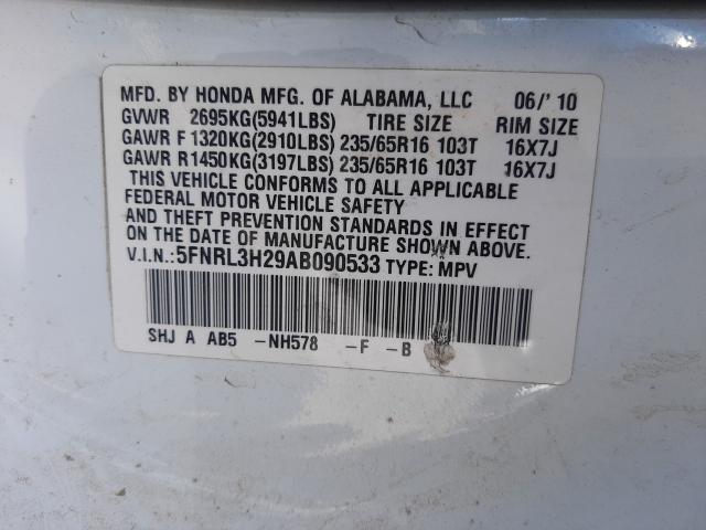 2010 HONDA ODYSSEY LX 5FNRL3H29AB090533