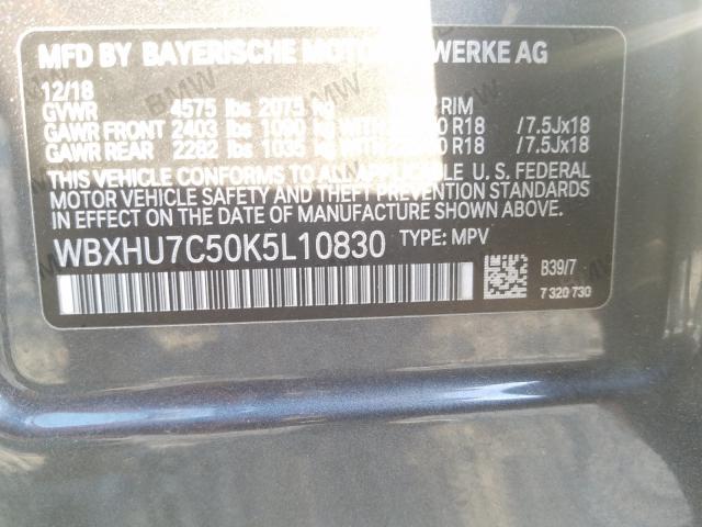 2019 BMW X1 SDRIVE2 WBXHU7C50K5L10830