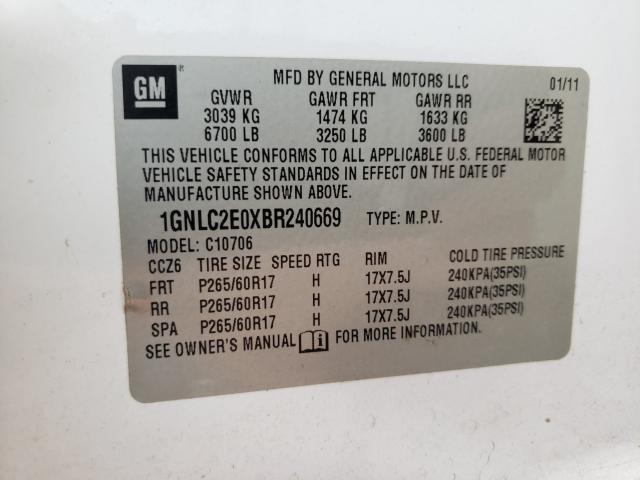 2011 CHEVROLET TAHOE POLI 1GNLC2E0XBR240669