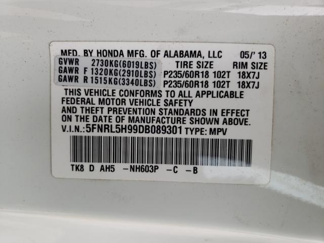 2013 HONDA ODYSSEY TO 5FNRL5H99DB089301