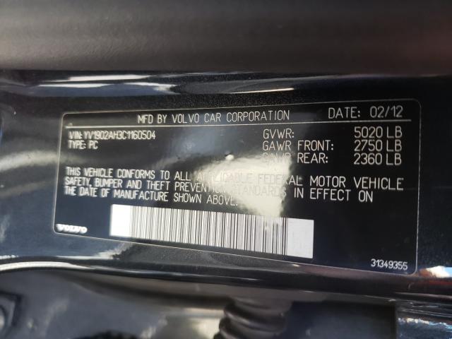 2012 VOLVO S80 T6 YV1902AH3C1160504