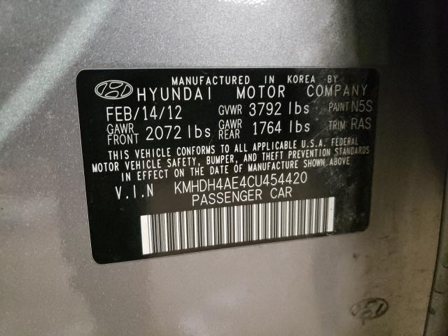 2012 HYUNDAI ELANTRA KMHDH4AE4CU454420