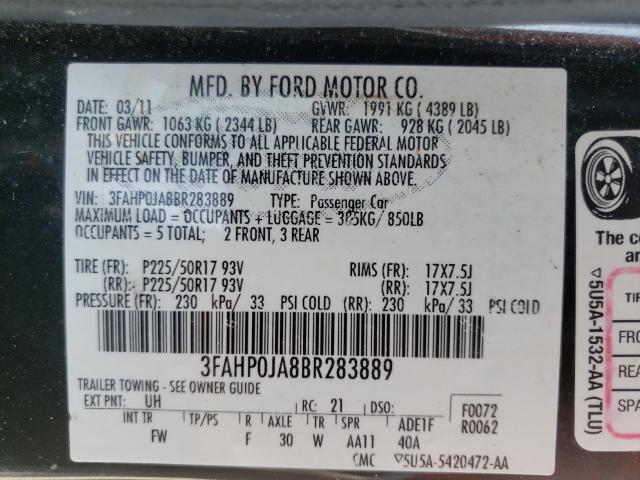 VIN 1GCWGAFPXN1220229 2011 FORD FUSION SEL no.10