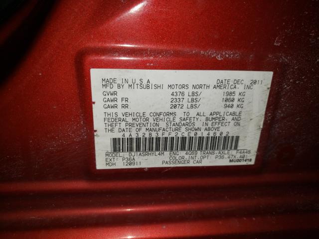 2012 MITSUBISHI GALANT ES 4A32B3FF2CE014602