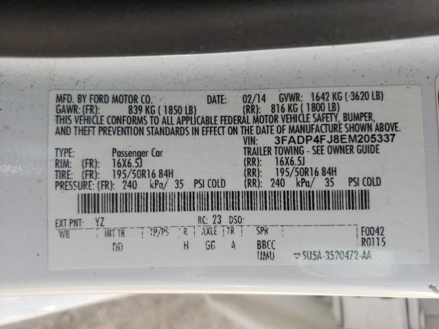 2014 FORD FIESTA 3FADP4FJ8EM205337