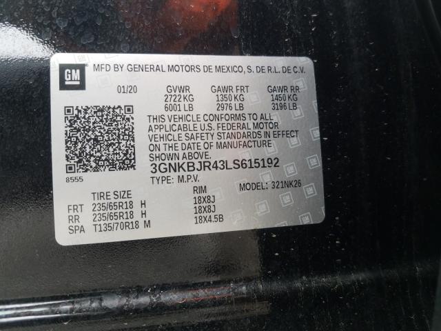 2020 CHEVROLET BLAZER 3LT 3GNKBJR43LS615192