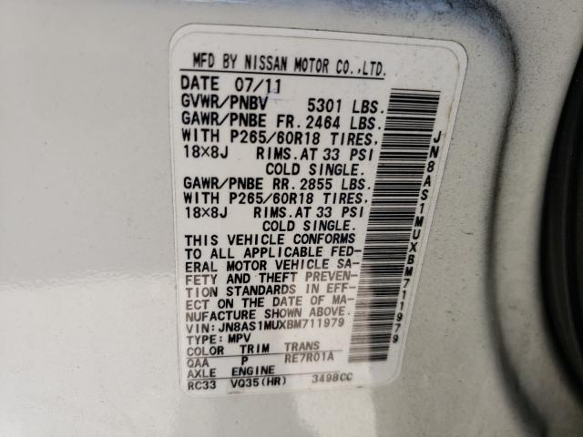 2011 INFINITI FX35 JN8AS1MUXBM711979