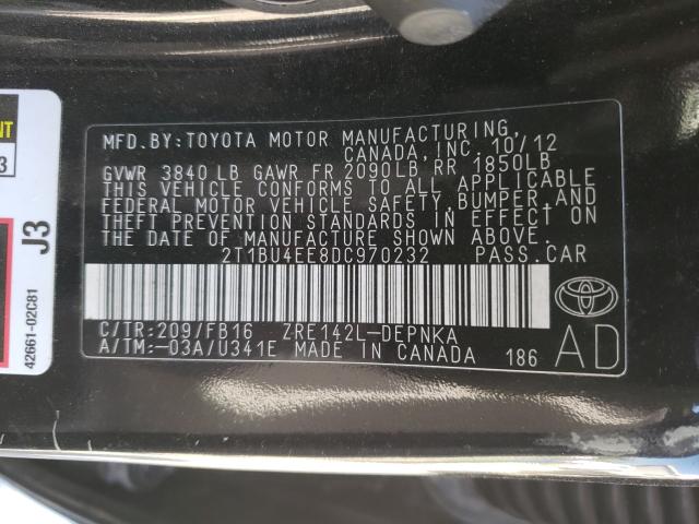 2013 TOYOTA COROLLA BA 2T1BU4EE8DC970232