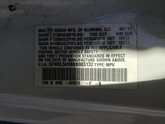 2011 HONDA ODYSSEY TO 5FNRL5H98BB083132