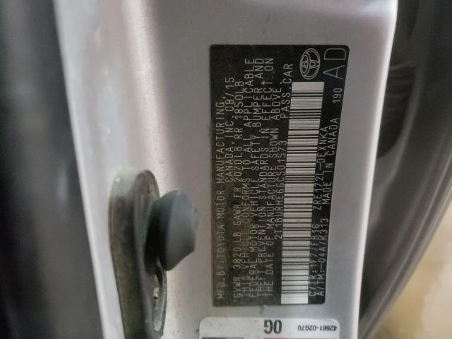 2016 TOYOTA COROLLA L 2T1BURHE6GC501573