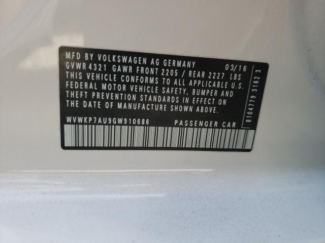 2016 VOLKSWAGEN E-GOLF SE WVWKP7AU9GW910686