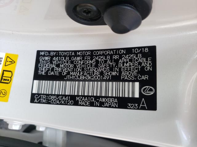 2019 LEXUS UX 200 JTHY3JBH3K2001491
