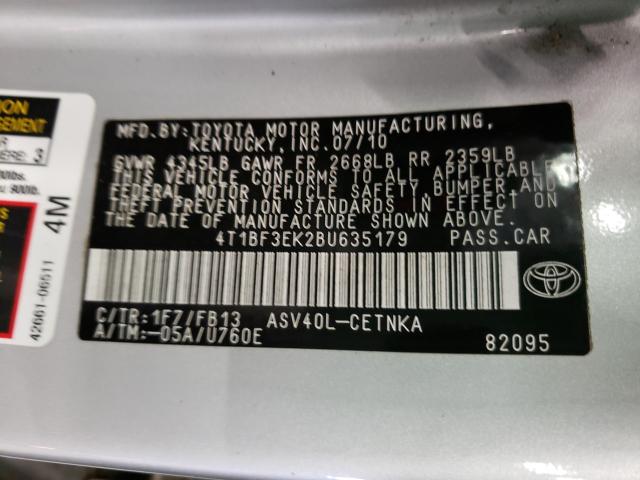 VIN 1C4PJMCB6GW182052 2011 TOYOTA CAMRY BASE no.10