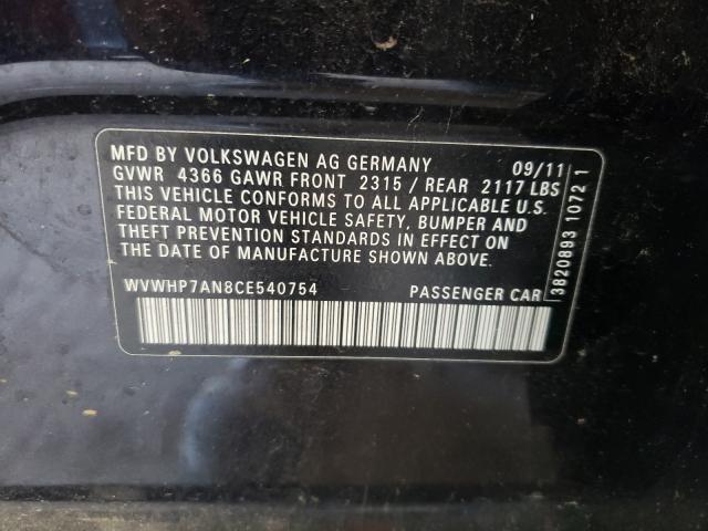 2012 VOLKSWAGEN CC LUXURY WVWHP7AN8CE540754