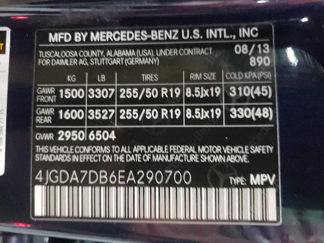 2014 MERCEDES-BENZ ML 550 4MA 4JGDA7DB6EA290700