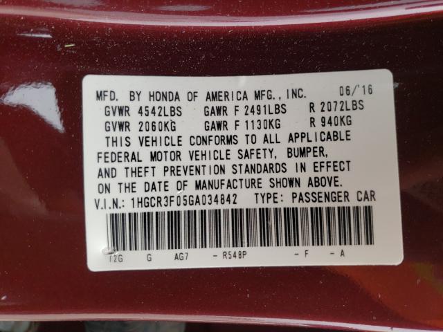 2016 HONDA ACCORD EXL 1HGCR3F05GA034842