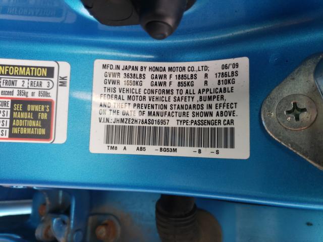 2010 HONDA INSIGHT EX JHMZE2H78AS016957