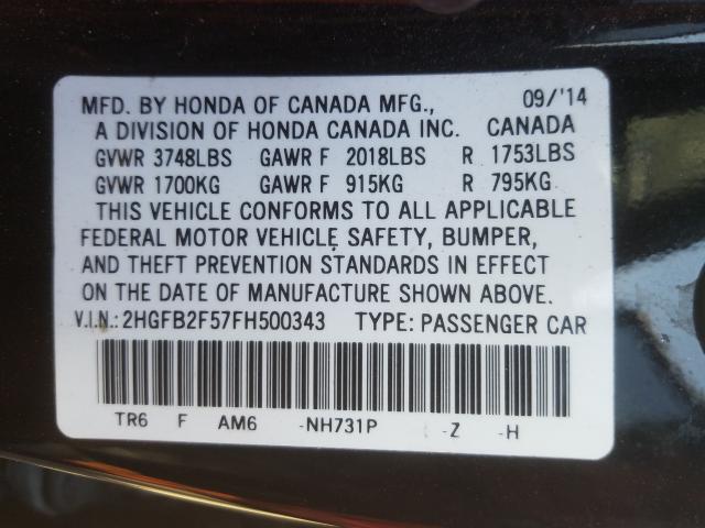 2015 HONDA CIVIC LX 2HGFB2F57FH500343