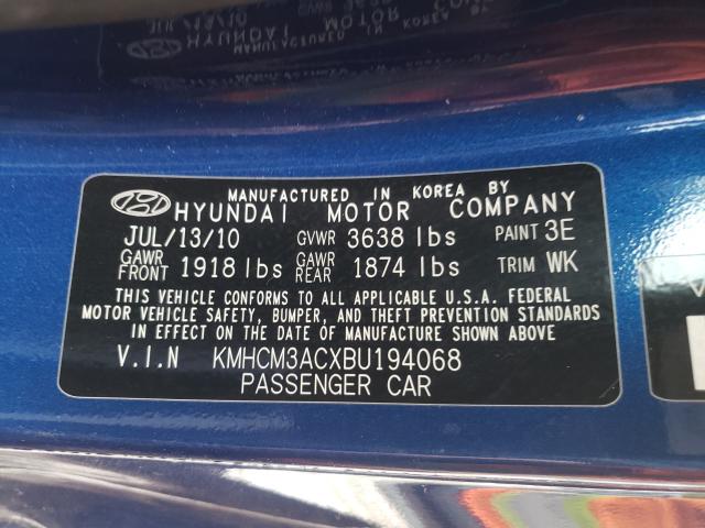 2011 HYUNDAI ACCENT GL KMHCM3ACXBU194068