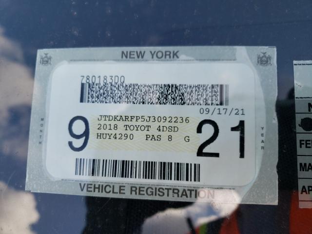 2018 TOYOTA PRIUS PRIM JTDKARFP5J3092236