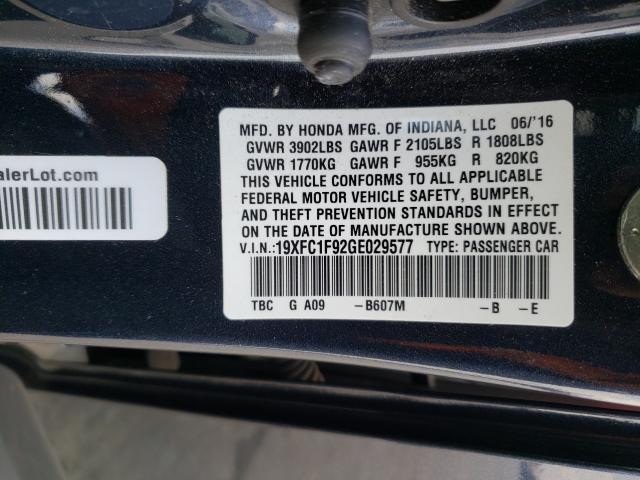 2016 HONDA CIVIC TOUR 19XFC1F92GE029577