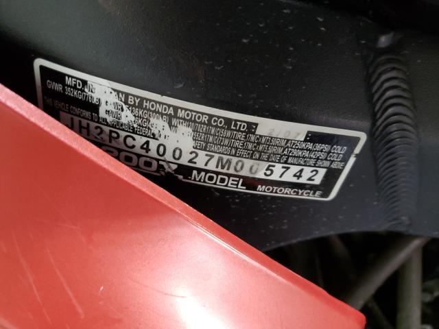 2007 HONDA CBR600 RR JH2PC40027M005742