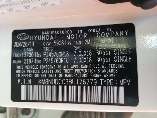 2011 HYUNDAI VERACRUZ G KM8NUDCC3BU176779