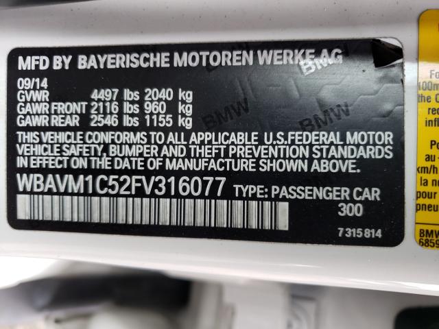 2015 BMW X1 SDRIVE2 WBAVM1C52FV316077