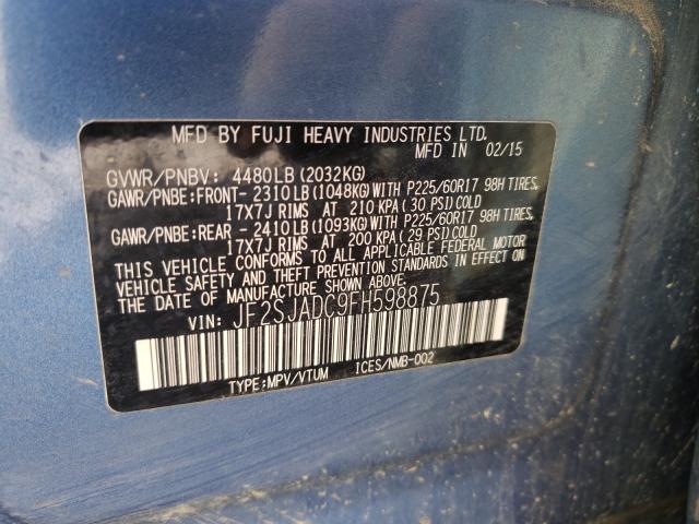 2015 SUBARU FORESTER JF2SJADC9FH598875