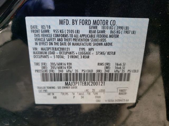 VIN 5N1DR2MM1KC641039 2018 FORD ECOSPORT S no.10