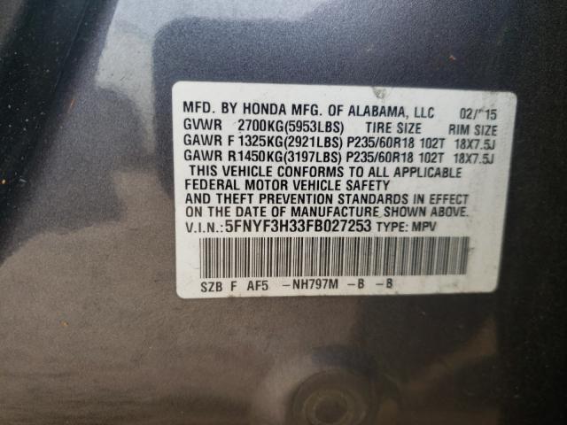 2015 HONDA PILOT SE 5FNYF3H33FB027253