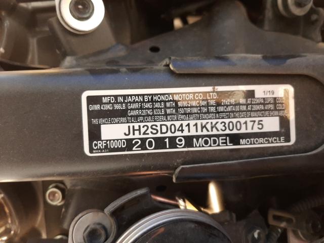 2019 HONDA CRF1000 D JH2SD0411KK300175