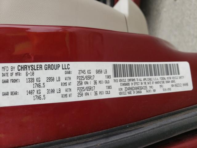 2010 DODGE GRAND CARA 2D4RN6DX0AR364335
