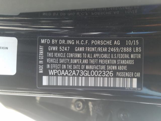 2016 PORSCHE PANAMERA 2 WP0AA2A73GL002326